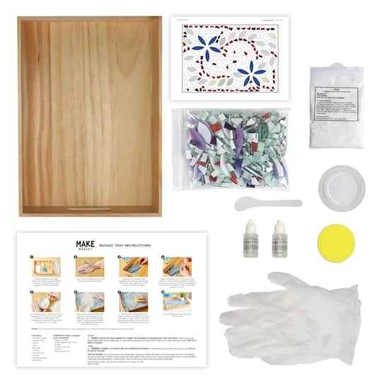 14" Purple Flower Rectangle Tray Mosaic Kit by Make Market®